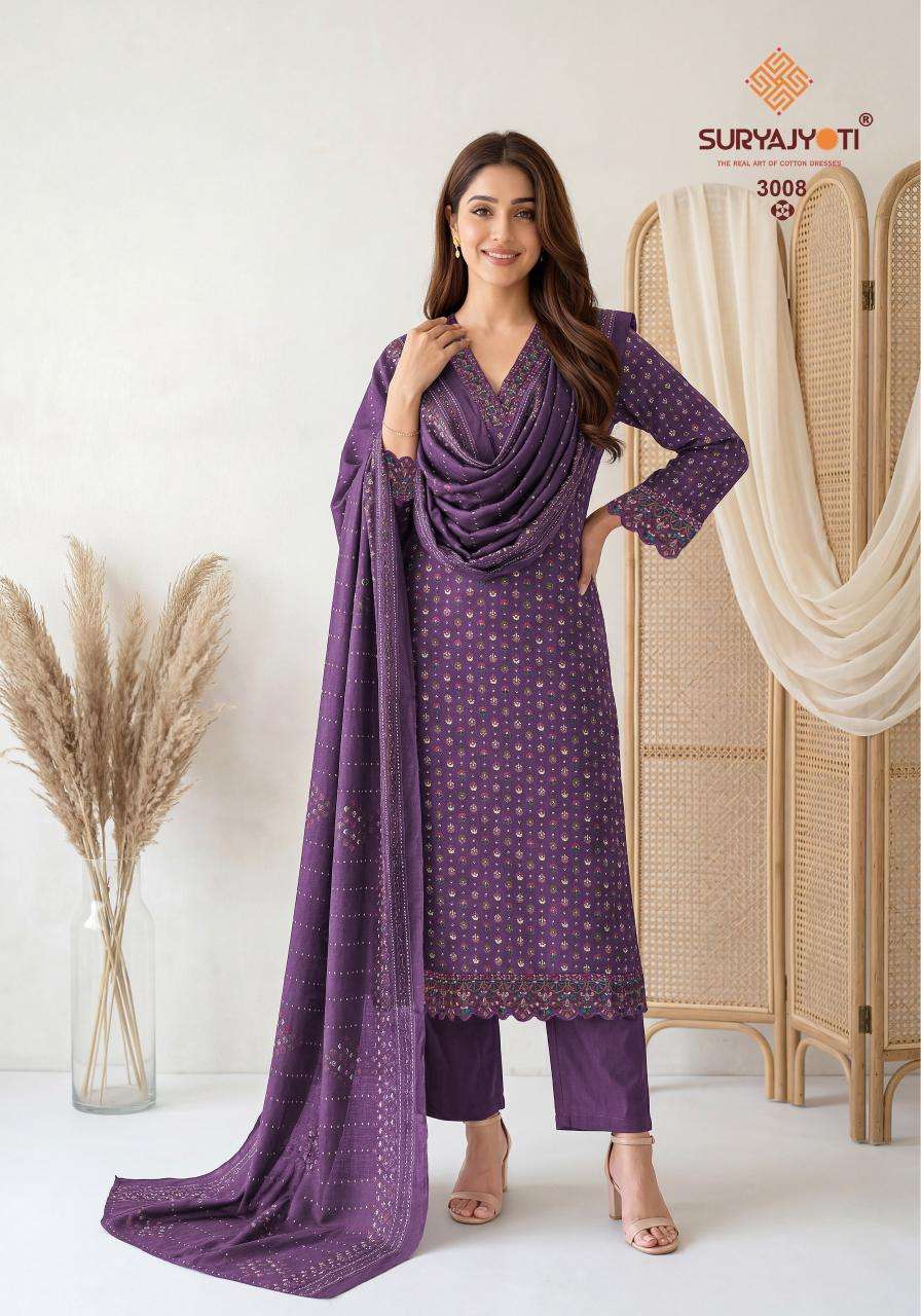 Suryajyoti Pariza Advance Vol 3 Pure Cotton Kurti Pant Dupatta Set - Amrah Wholesale