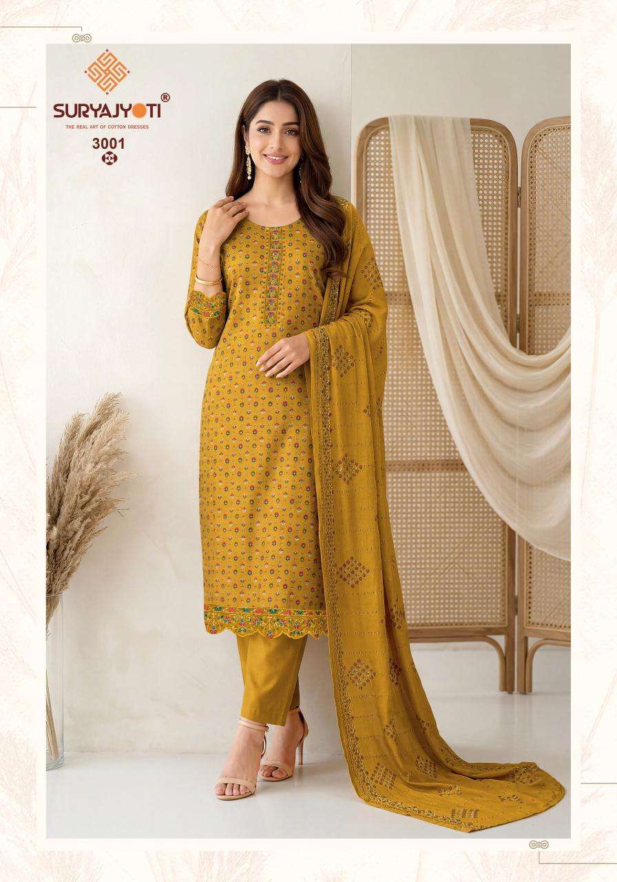 Suryajyoti Pariza Advance Vol 3 Pure Cotton Kurti Pant Dupatta Set - Amrah Wholesale