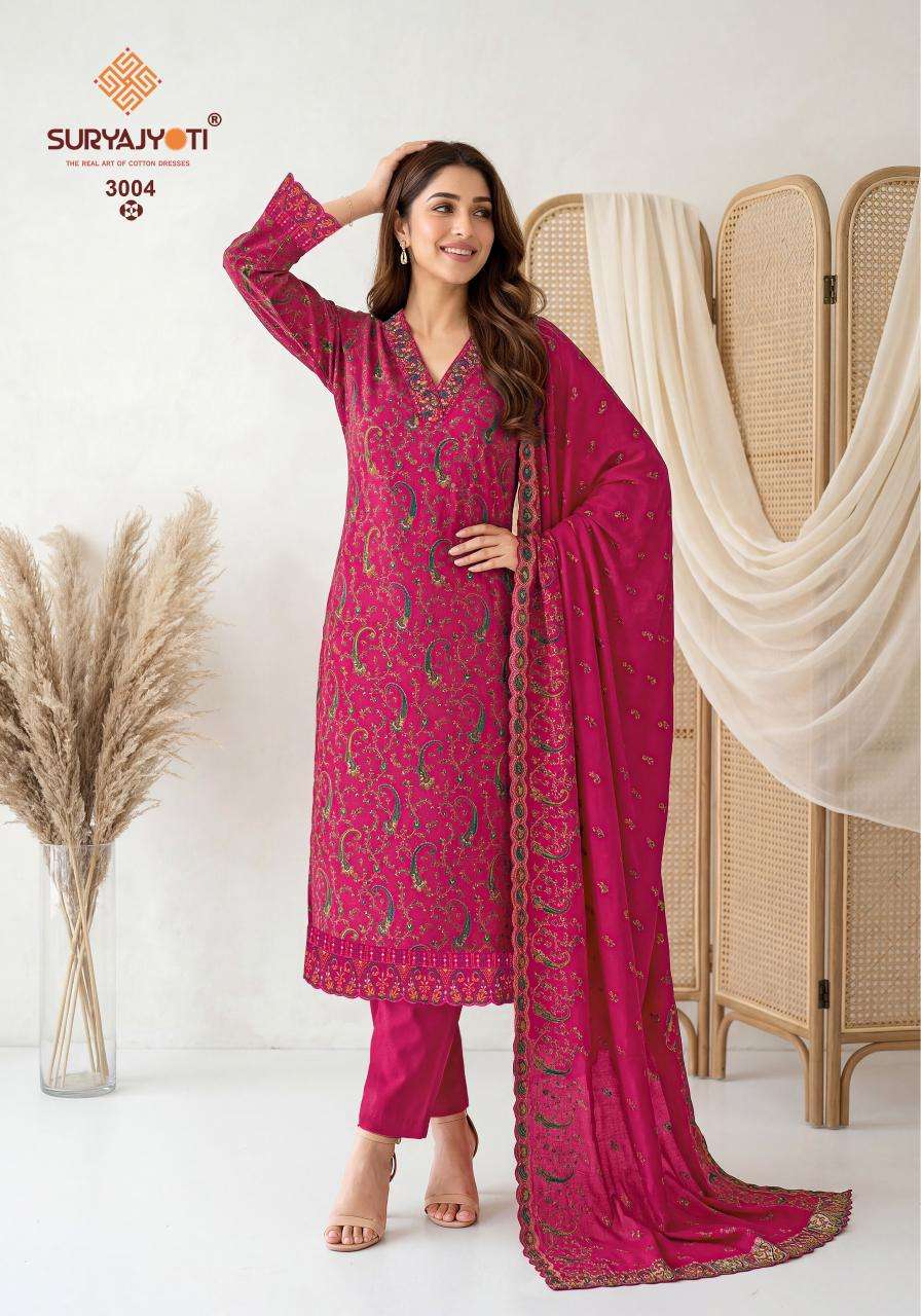 Suryajyoti Pariza Advance Vol 3 Pure Cotton Kurti Pant Dupatta Set - Amrah Wholesale