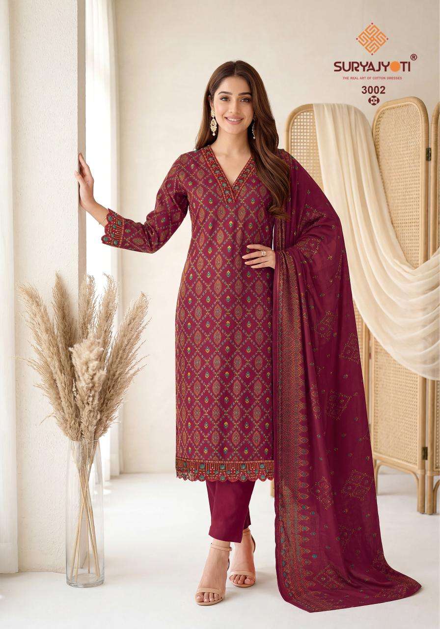 Suryajyoti Pariza Advance Vol 3 Pure Cotton Kurti Pant Dupatta Set - Amrah Wholesale