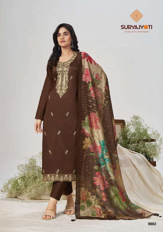 Suryajyoti Pashan Vol 9 Jam Satin Embroidered Dress Material