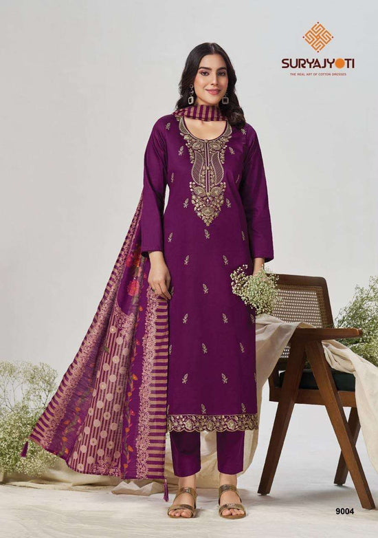Suryajyoti Pashan Vol 9 Jam Satin Embroidered Dress Material