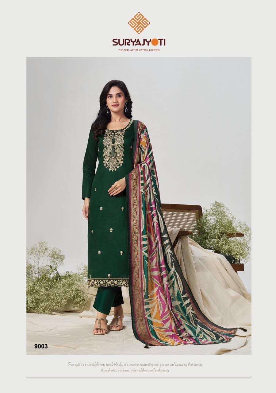 Suryajyoti Pashan Vol 9 Jam Satin Embroidered Dress Material