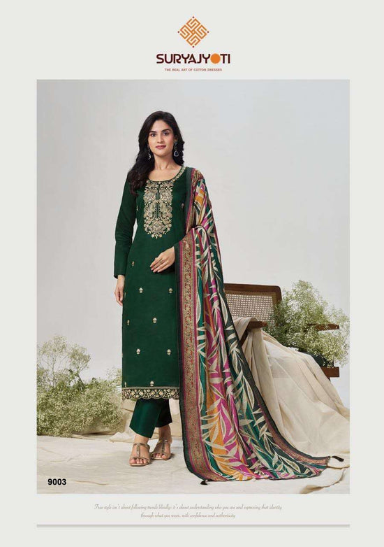Suryajyoti Pashan Vol 9 Jam Satin Embroidered Dress Material