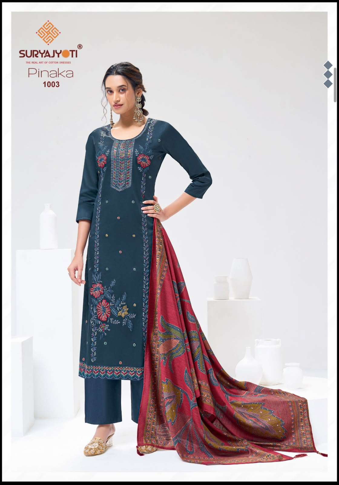 Suryajyoti Pinaka Vol 1 Heavy Zam Satin Embroidered Suit Catalog