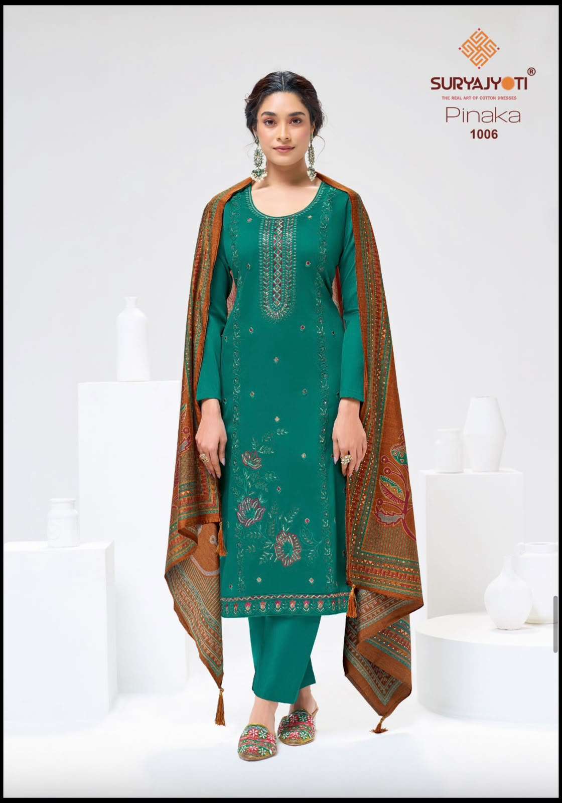 Suryajyoti Pinaka Vol 1 Heavy Zam Satin Embroidered Suit Catalog