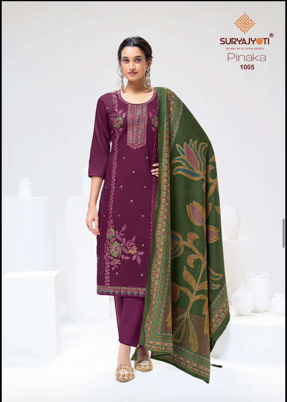 Suryajyoti Pinaka Vol 1 Heavy Zam Satin Embroidered Suit Catalog