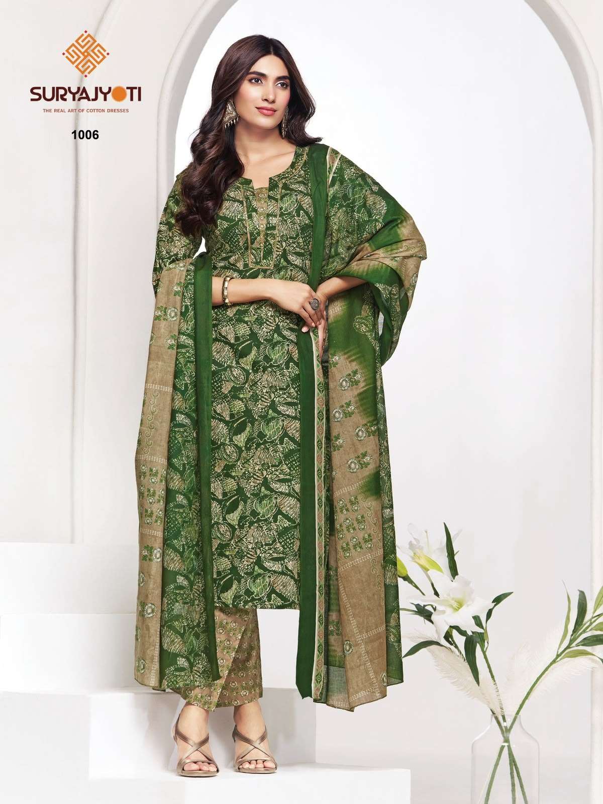 Suryajyoti Piyora Cotton Pure Lawn Cotton Dress Material