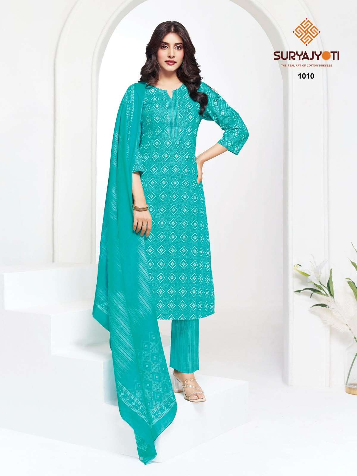 Suryajyoti Piyora Cotton Pure Lawn Cotton Dress Material