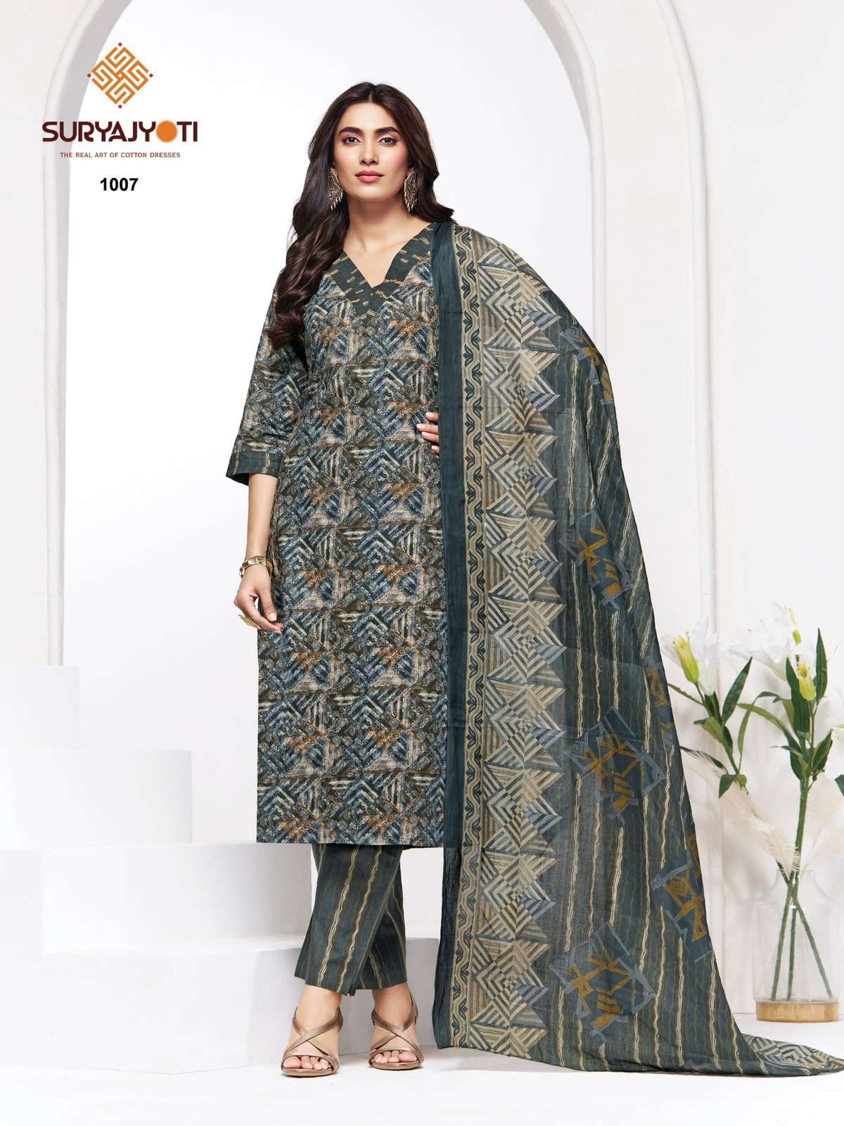 Suryajyoti Piyora Cotton Pure Lawn Cotton Dress Material