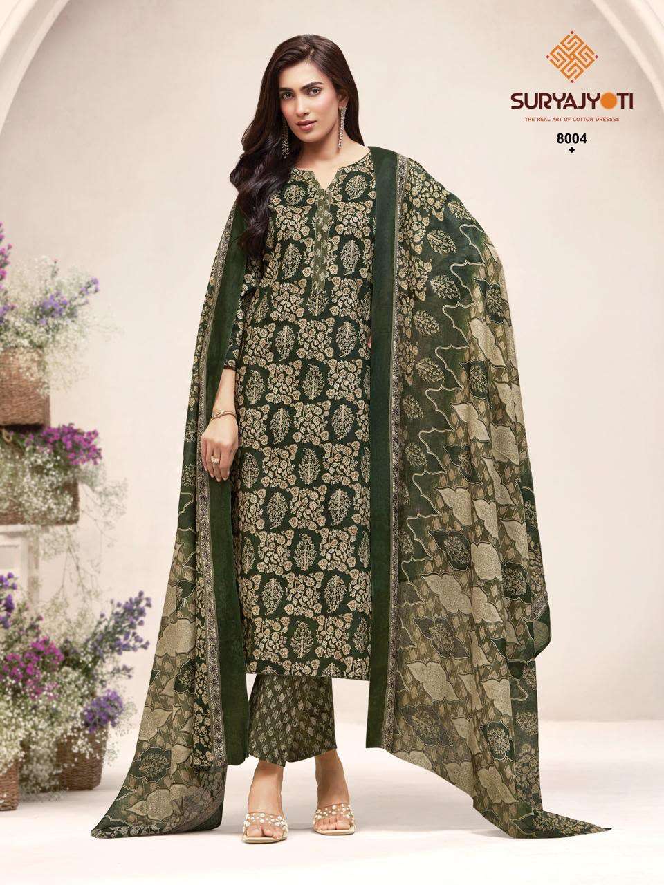 Suryajyoti Poshak Vol 8 Pure Cotton 3 Piece Set Wholesale