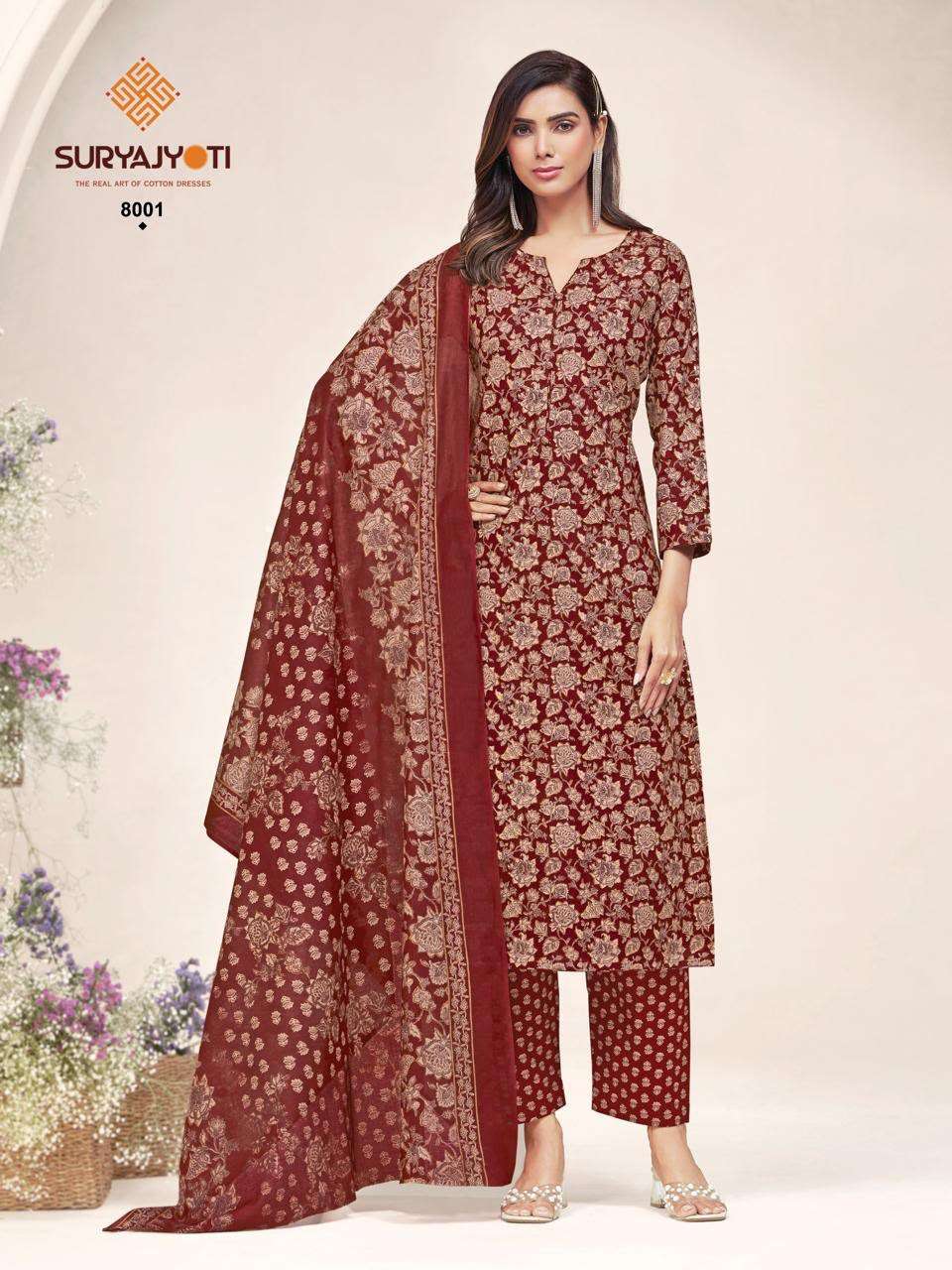 Suryajyoti Poshak Vol 8 Pure Cotton 3 Piece Set Wholesale