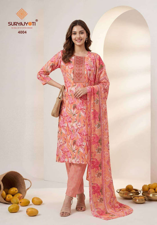 Suryajyoti Pragya Vol 4 Malaysian Cotton Kurti Pant Dupatta Set