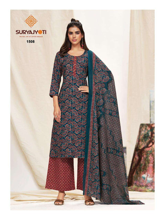 Suryajyoti Preyasi Vol 15 Pure Cotton Kurti Pant Dupatta Set