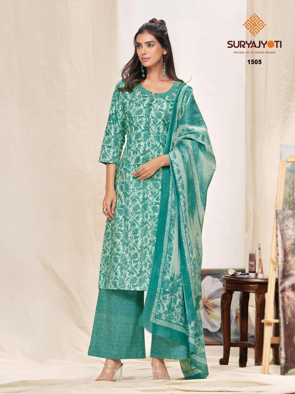 Suryajyoti Preyasi Vol 15 Pure Cotton Kurti Pant Dupatta Set