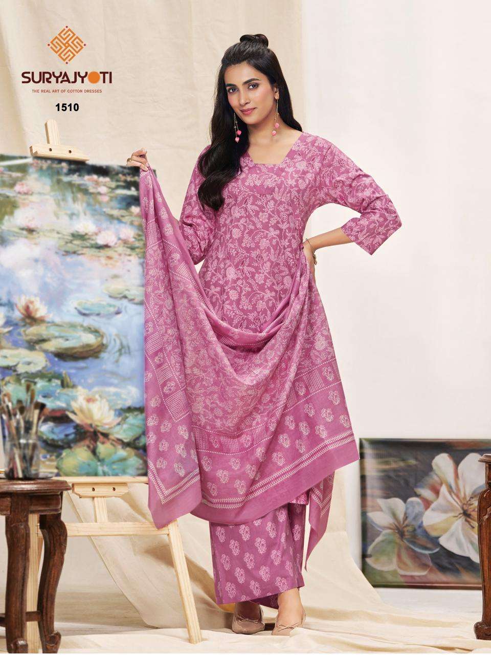 Suryajyoti Preyasi Vol 15 Pure Cotton Kurti Pant Dupatta Set