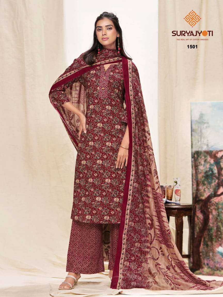 Suryajyoti Preyasi Vol 15 Pure Cotton Dress Material