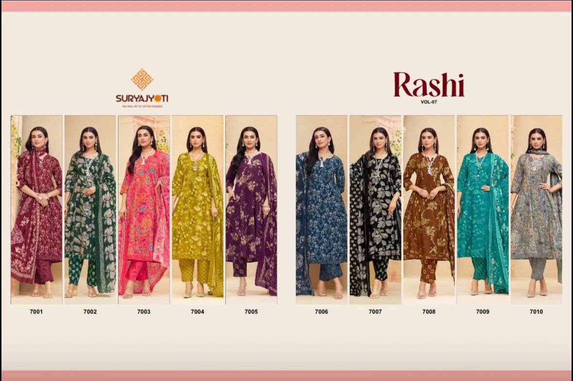 Suryajyoti Rashi Vol 7 Cotton Anarkali Style Salwar Suit Set - Amrah Wholesale