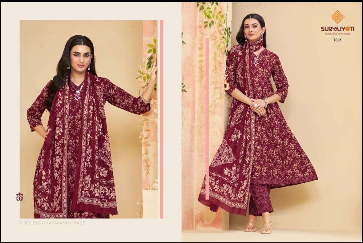 Suryajyoti Rashi Vol 7 Cotton Anarkali Style Salwar Suit Set - Amrah Wholesale