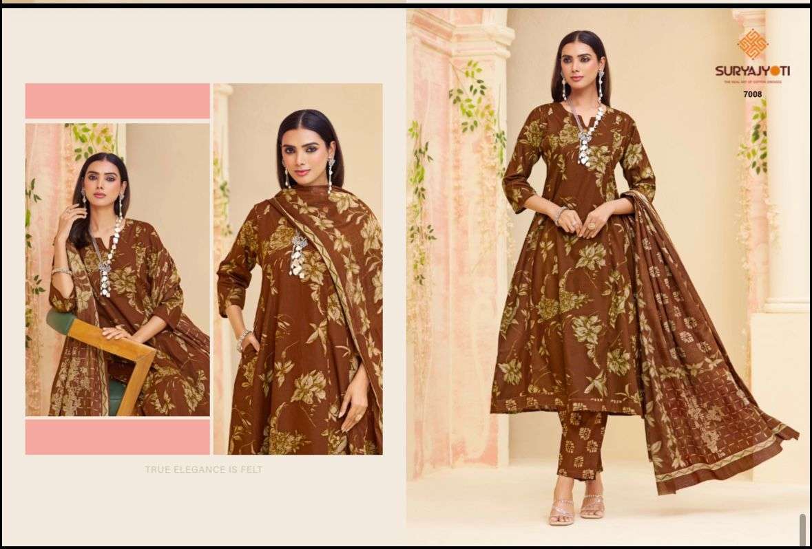 Suryajyoti Rashi Vol 7 Cotton Anarkali Style Salwar Suit Set