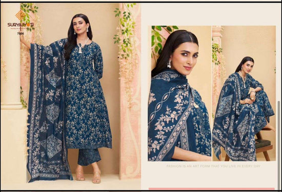 Suryajyoti Rashi Vol 7 Cotton Anarkali Style Salwar Suit Set