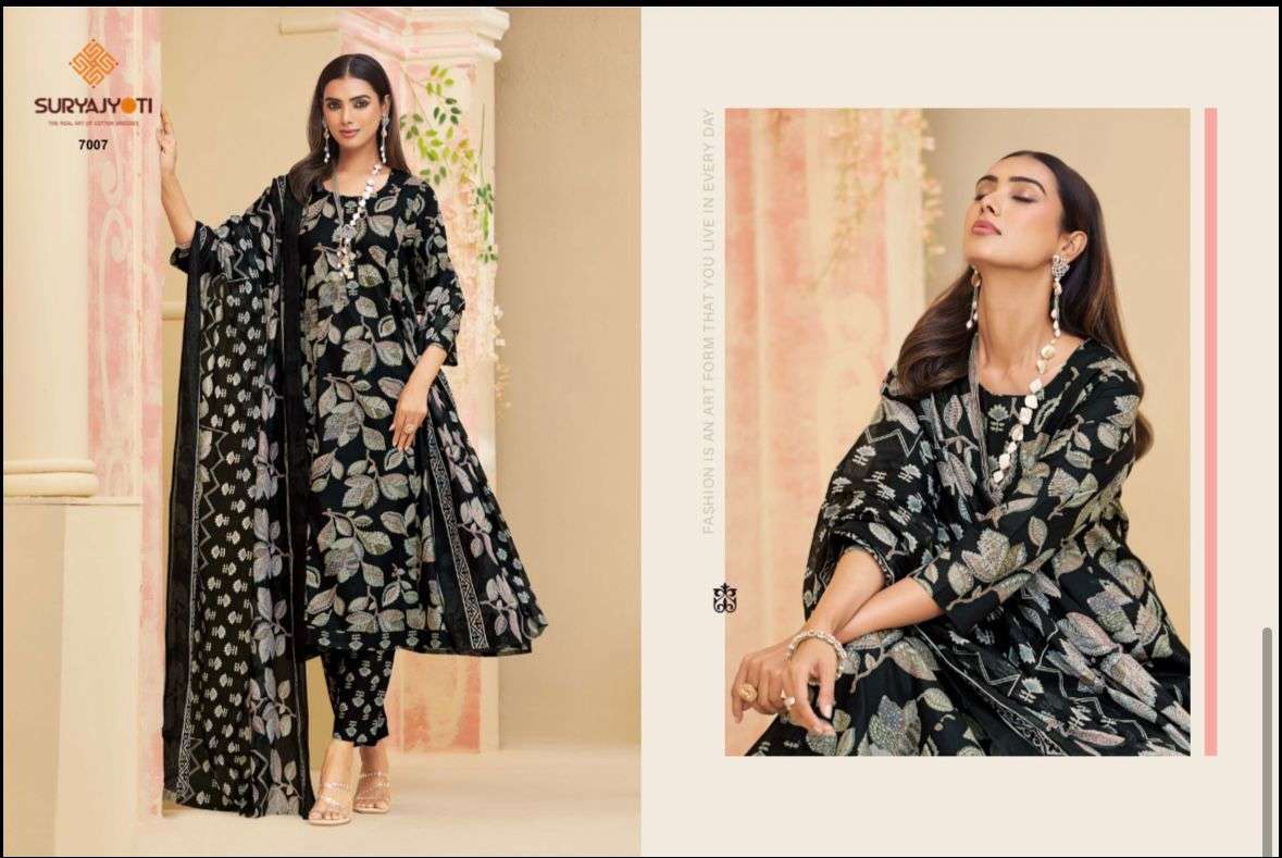 Suryajyoti Rashi Vol 7 Cotton Anarkali Style Salwar Suit Set