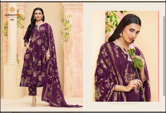 Suryajyoti Rashi Vol 7 Cotton Anarkali Style Salwar Suit Set