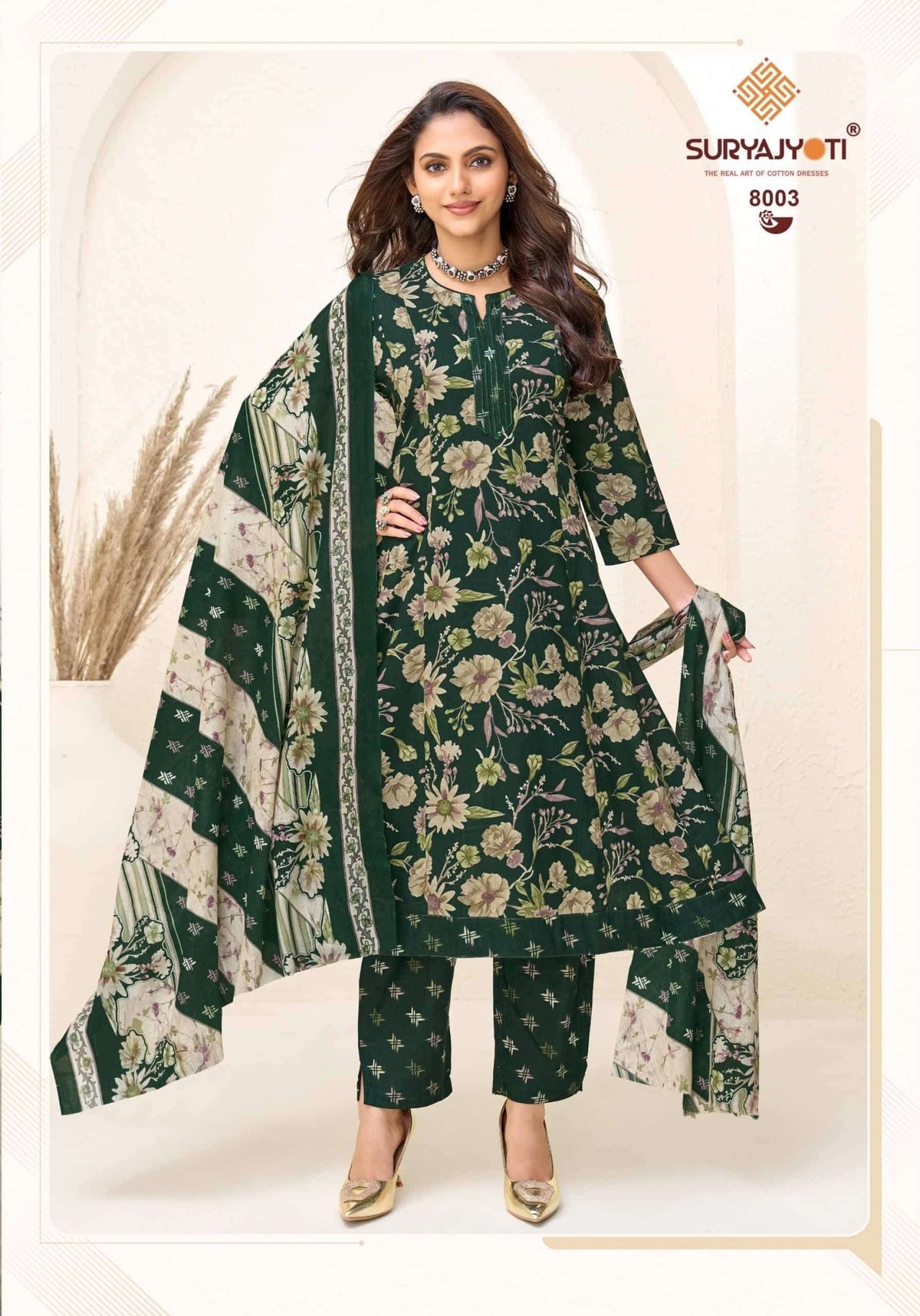 Suryajyoti Rashi Vol 8 Ready Made Cotton Anarkali Suit Set - Amrah Wholesale