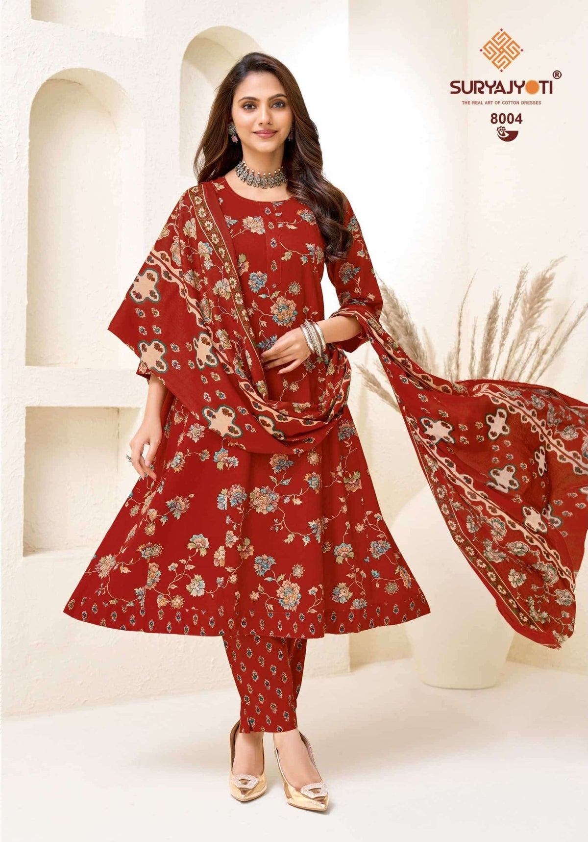 Suryajyoti Rashi Vol 8 Ready Made Cotton Anarkali Suit Set - Amrah Wholesale
