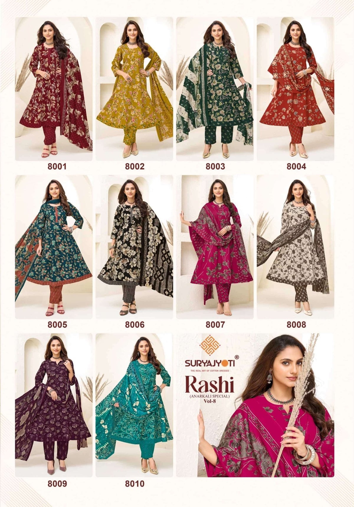 Suryajyoti Rashi Vol 8 Ready Made Cotton Anarkali Suit Set - Amrah Wholesale