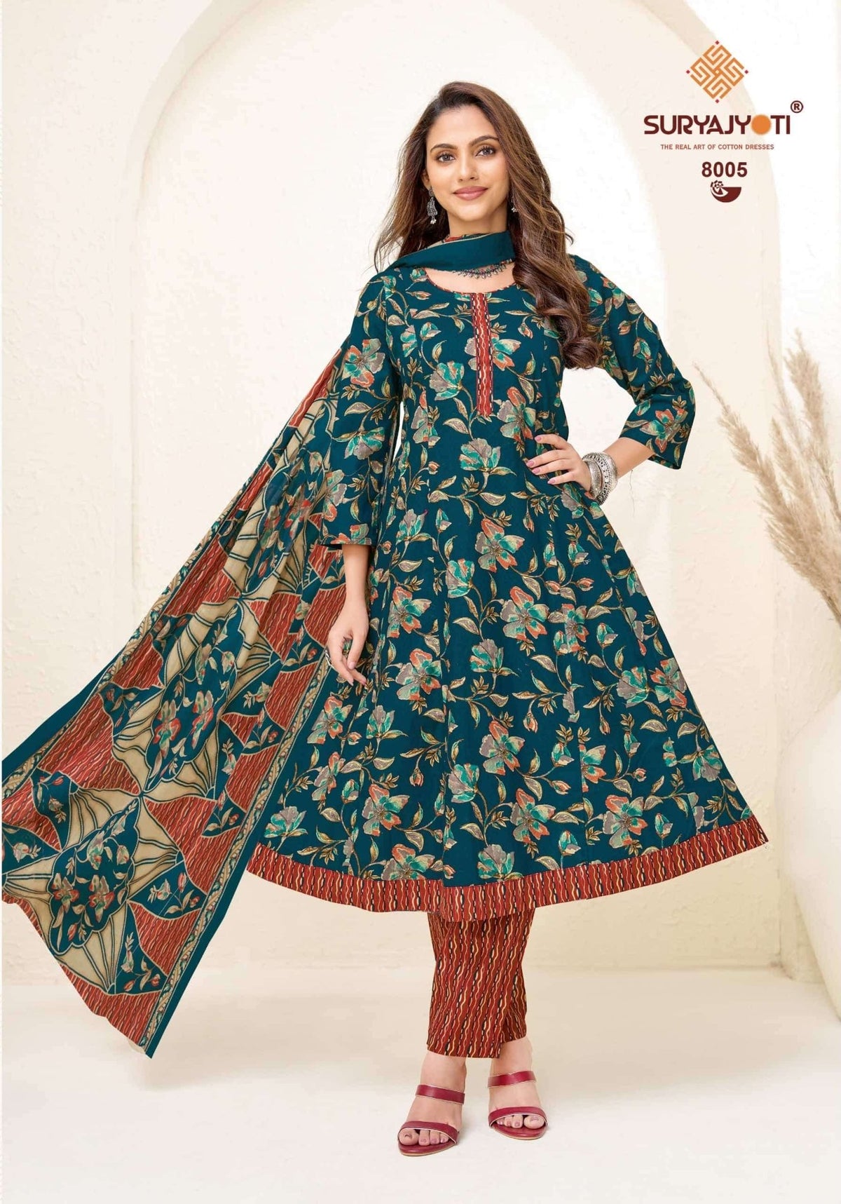 Suryajyoti Rashi Vol 8 Ready Made Cotton Anarkali Suit Set - Amrah Wholesale