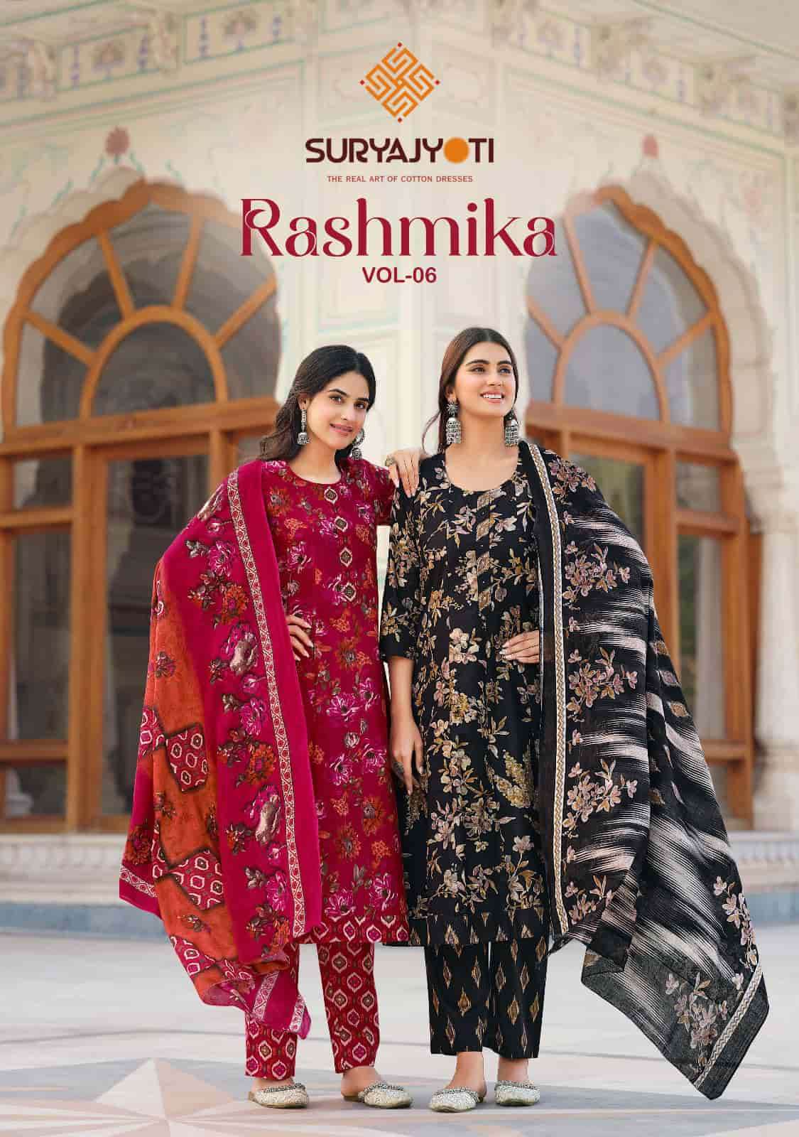 Suryajyoti Rashmika Vol 6 Pure Cotton Anarkali Kurti Pant Dupatta Set