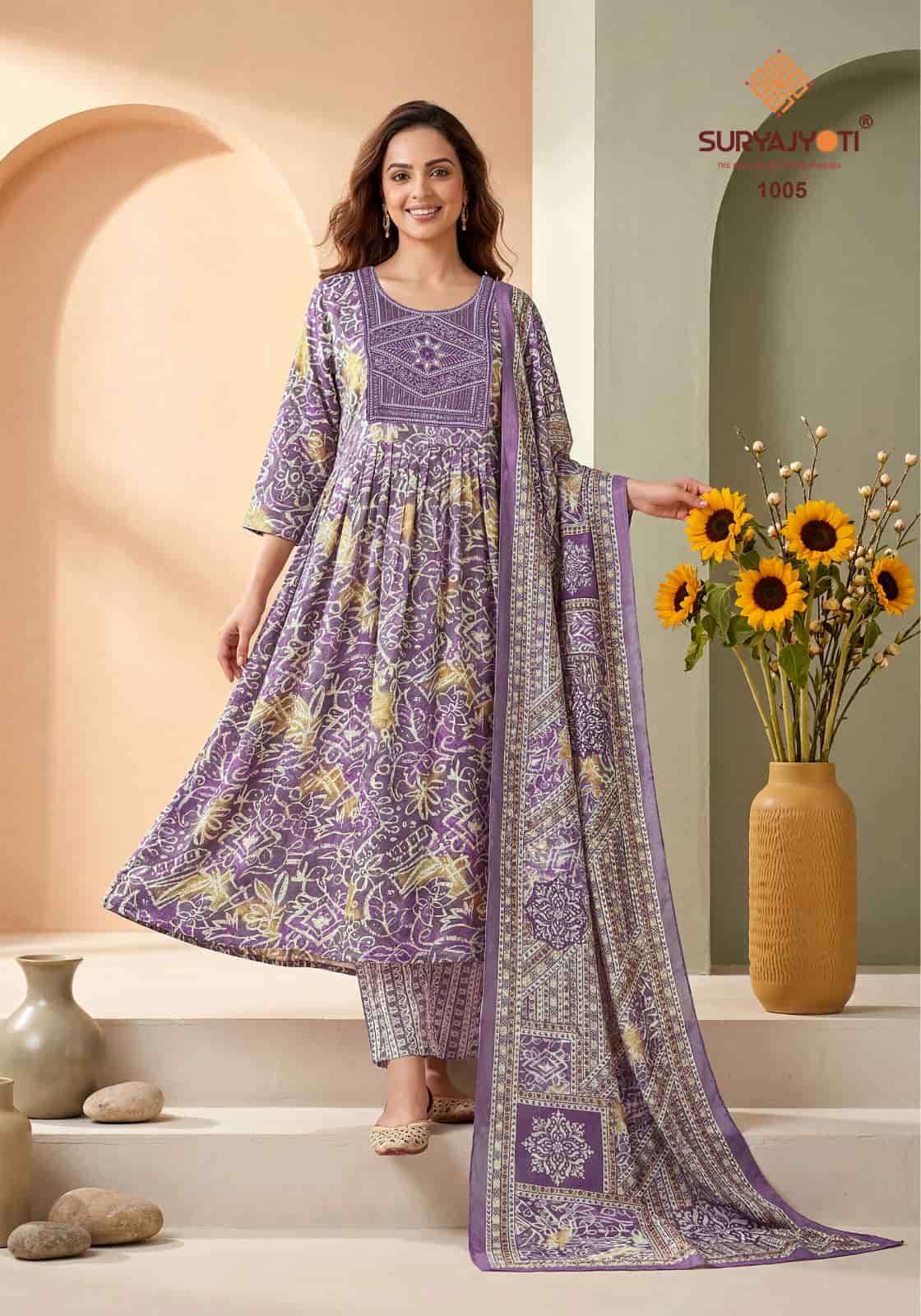 Suryajyoti Ruhani Vol 1 Heavy Rayon Kurti Bottom Dupatta Set - Amrah Wholesale