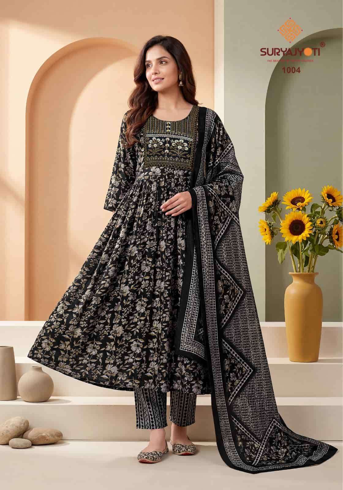 Suryajyoti Ruhani Vol 1 Heavy Rayon Kurti Bottom Dupatta Set - Amrah Wholesale