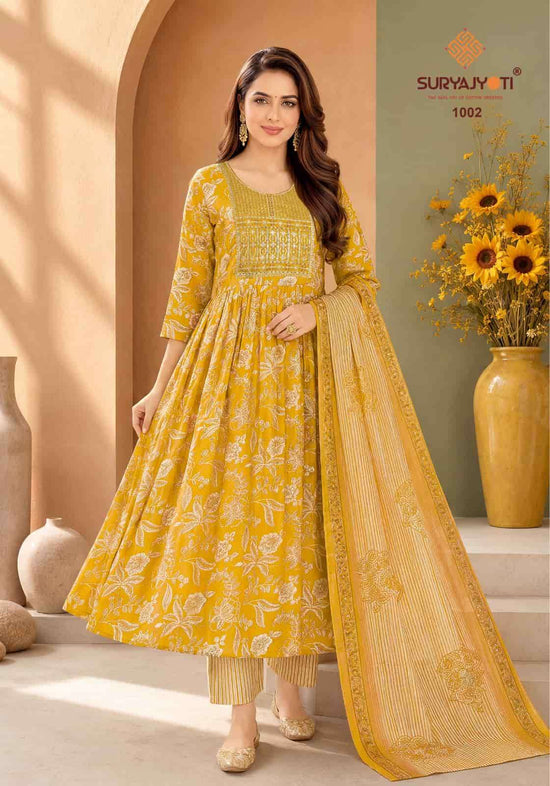 Suryajyoti Ruhani Vol 1 Heavy Rayon Kurti Bottom Dupatta Set - Amrah Wholesale