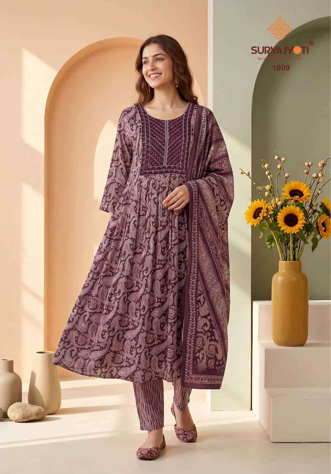 Suryajyoti Ruhani Vol 1 Heavy Rayon Kurti Bottom Dupatta Set - Amrah Wholesale