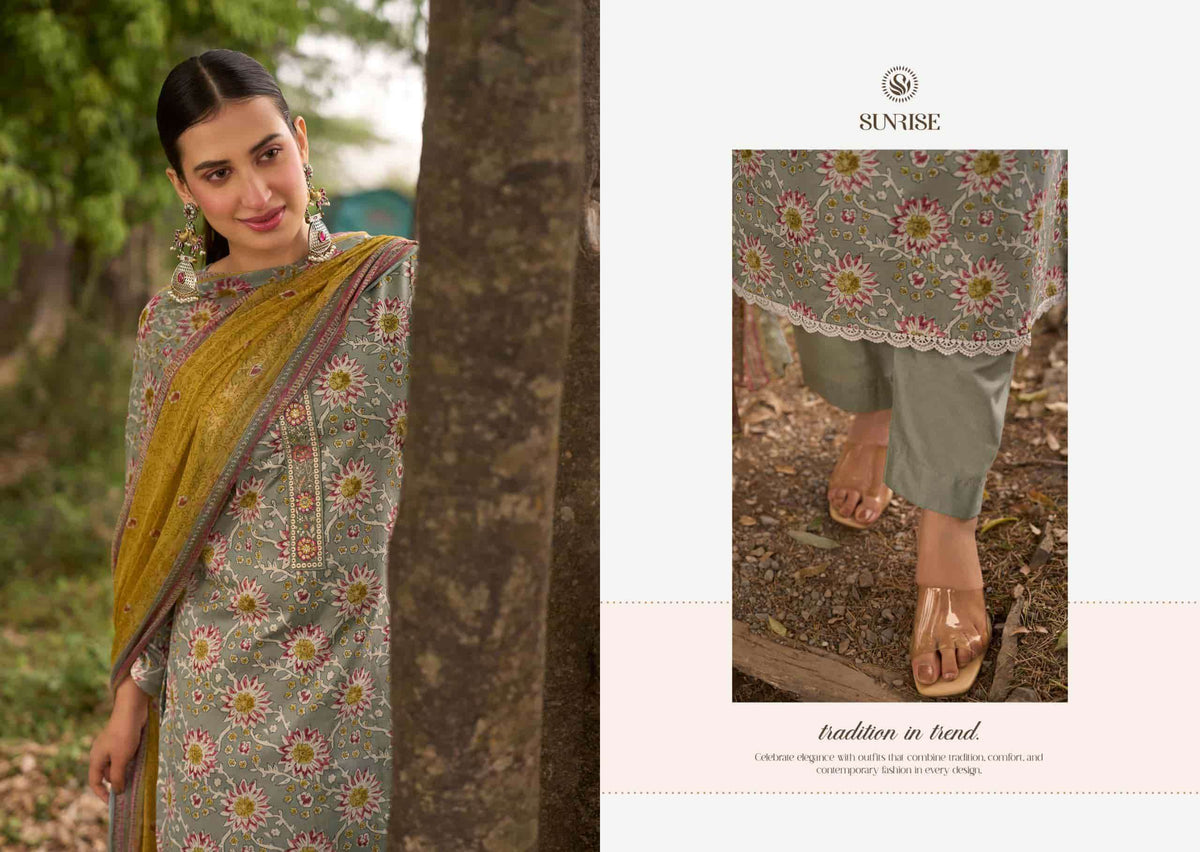 Suryajyoti Sajni Lawn Cotton Embroidered Dress Material