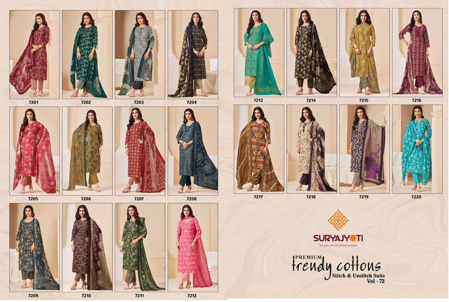 Suryajyoti Trendy Cotton Vol 72 Heavy Cotton Printed Dress Material