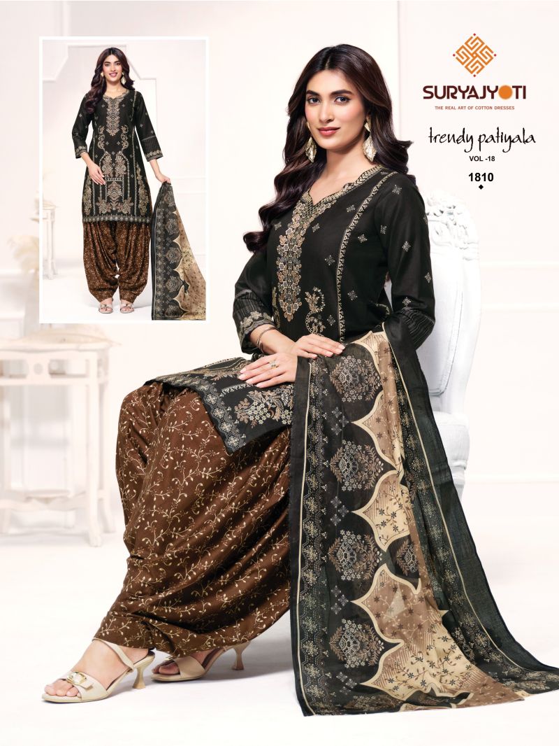 Suryajyoti Trendy Patiyala Vol 18 Cotton Printed Dress Material