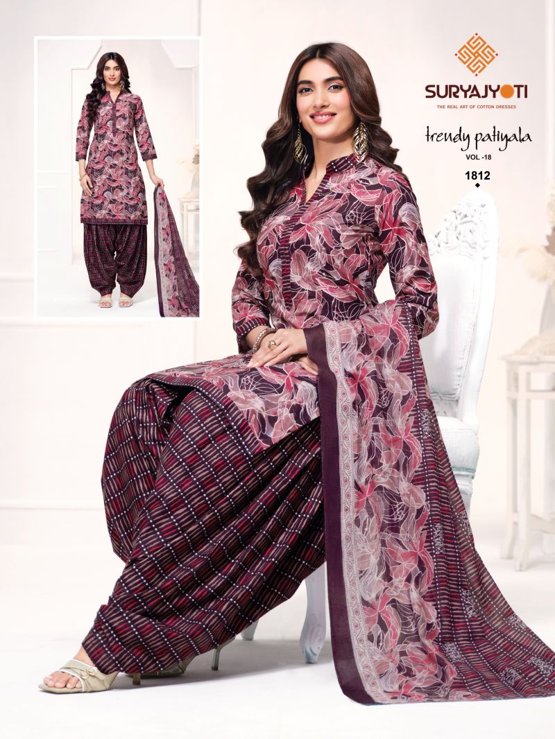 Suryajyoti Trendy Patiyala Vol 18 Cotton Printed Dress Material