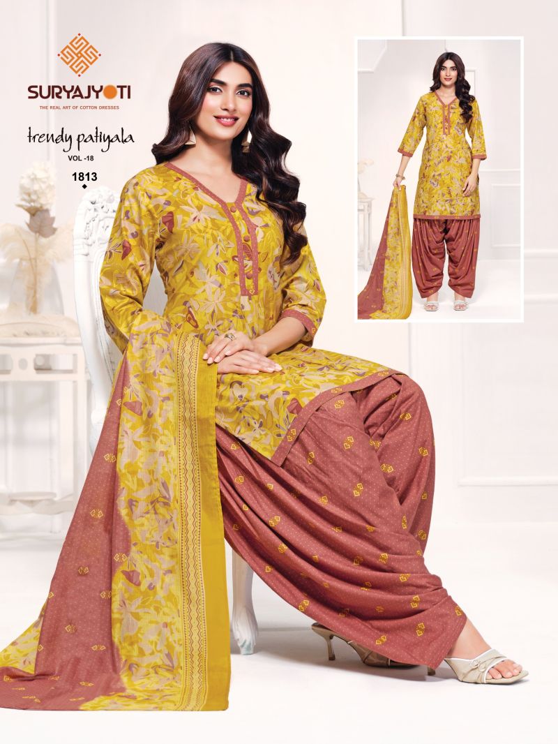 Suryajyoti Trendy Patiyala Vol 18 Cotton Printed Dress Material