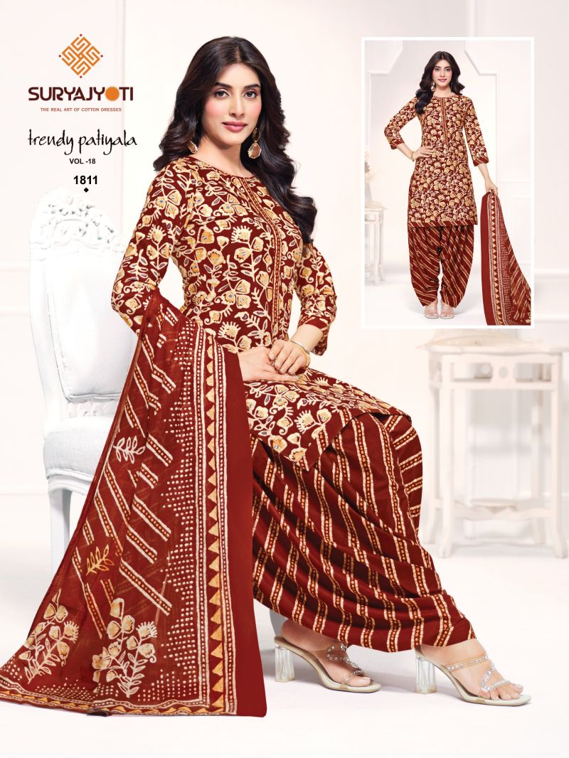 Suryajyoti Trendy Patiyala Vol 18 Cotton Printed Dress Material