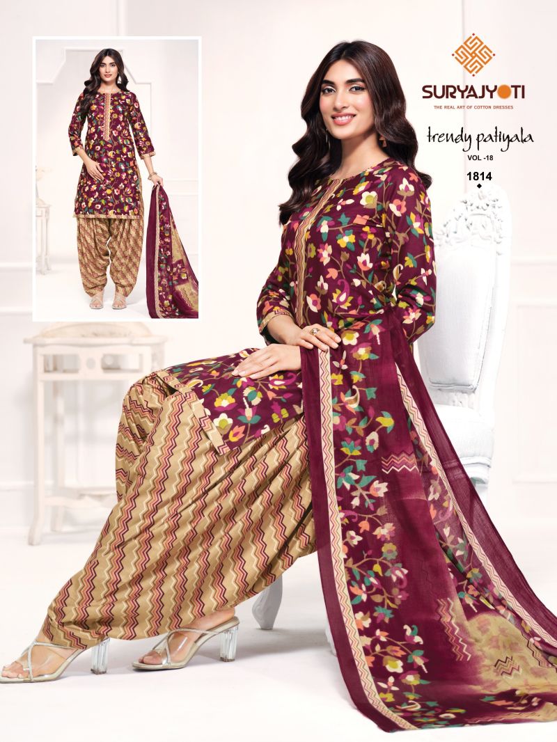 Suryajyoti Trendy Patiyala Vol 18 Cotton Printed Dress Material