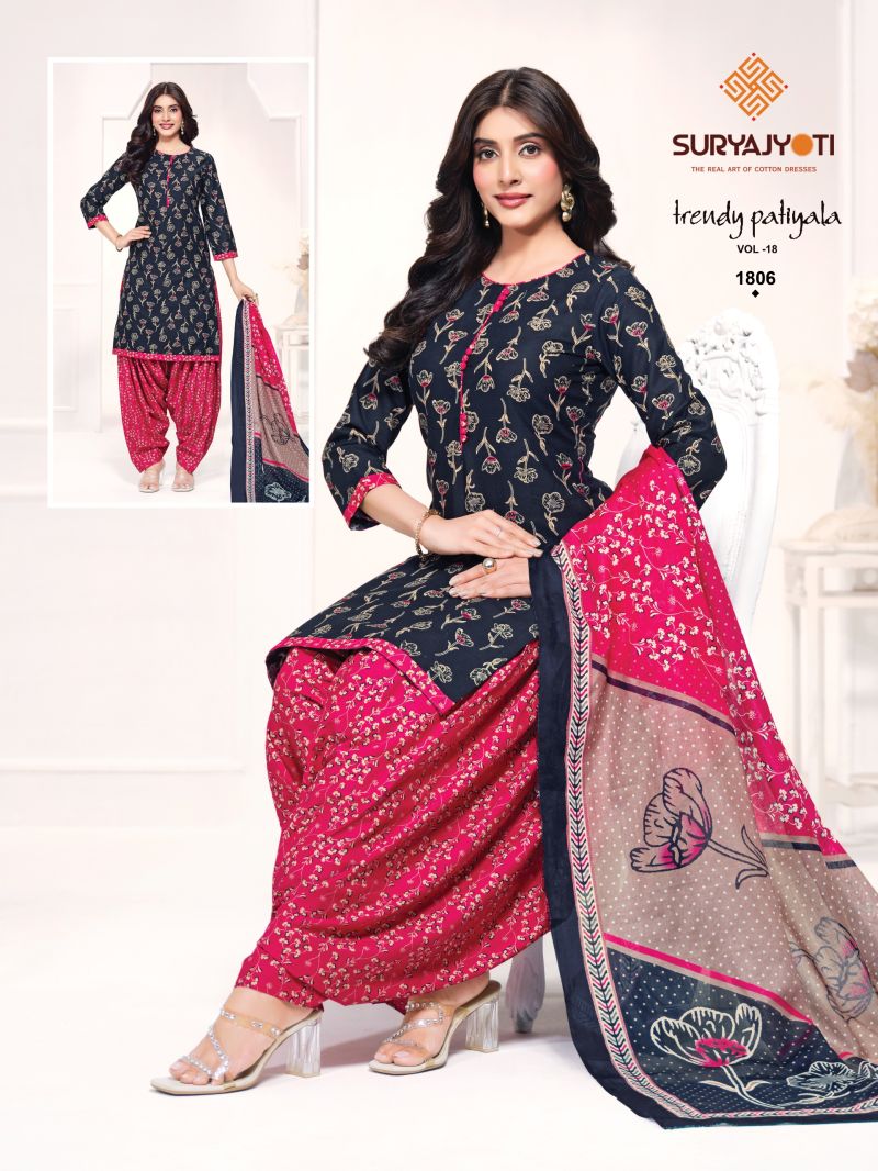 Suryajyoti Trendy Patiyala Vol 18 Cotton Printed Dress Material