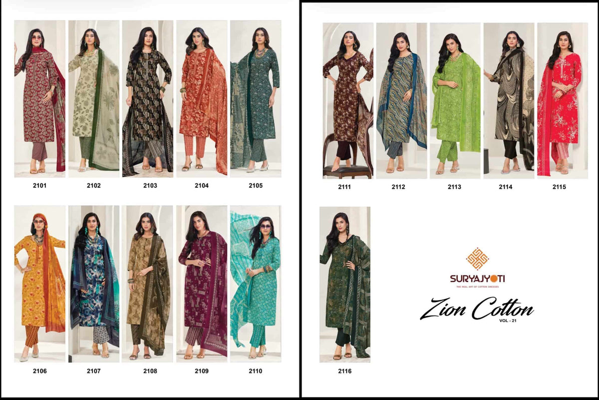 Suryajyoti Zion Cotton Vol 21 Pure Cotton Dress Material