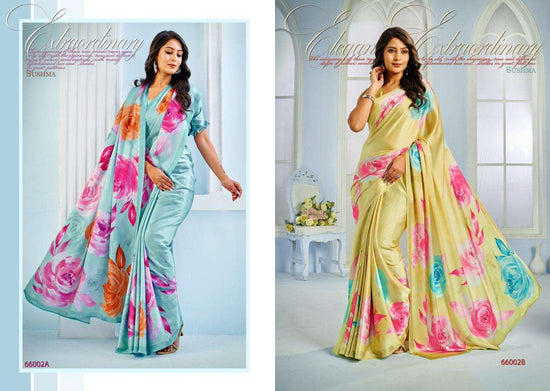 Sushma Exceptional Digital Print Satin Saree Wholesale Collection - Amrah Wholesale