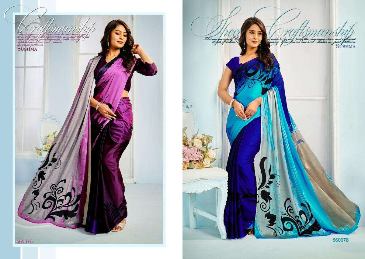 Sushma Exceptional Digital Print Satin Saree Wholesale Collection - Amrah Wholesale