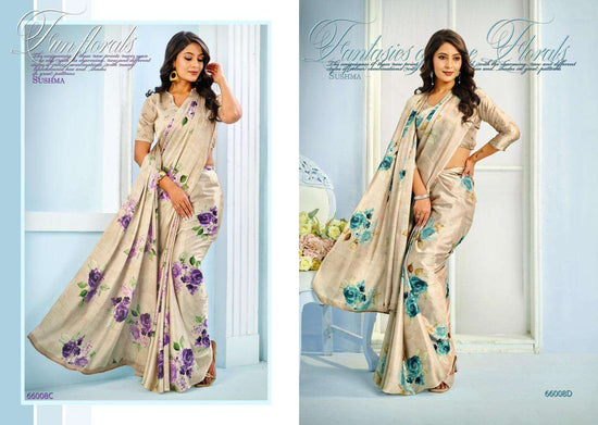 Sushma Exceptional Digital Print Satin Saree Wholesale Collection - Amrah Wholesale