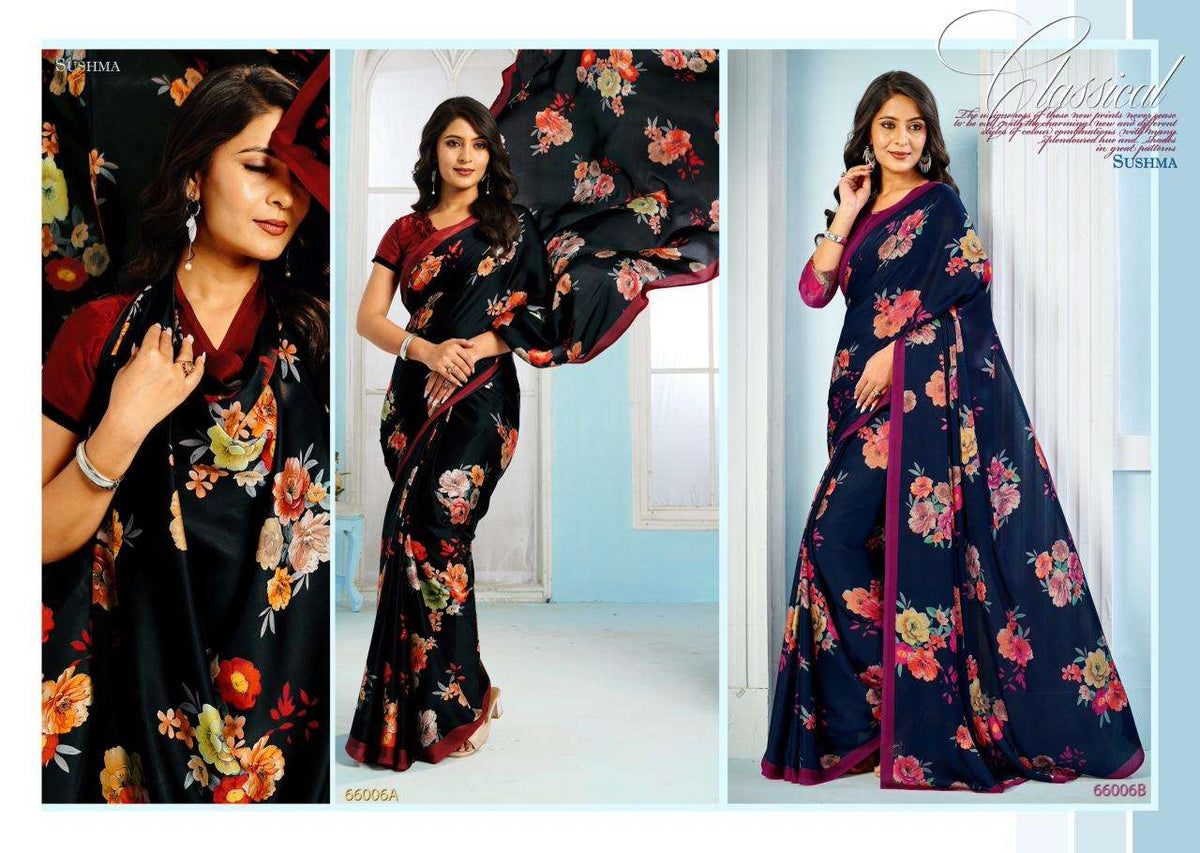 Sushma Exceptional Digital Print Satin Saree Wholesale Collection - Amrah Wholesale