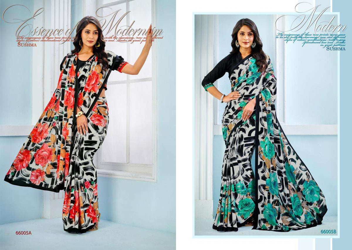 Sushma Exceptional Digital Print Satin Saree Wholesale Collection - Amrah Wholesale